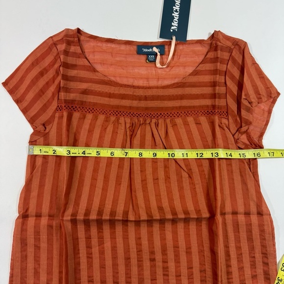 New ModCloth I’m Boxy Linen Blend Blouse Burnt Orange - Picture 7 of 7